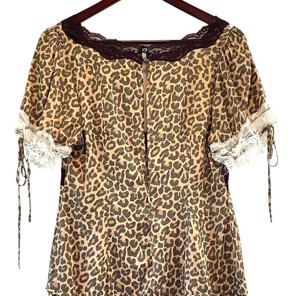 Free People Jos Animal Print Lace Satin Mini Slip Dress Sz Medium NEW (No Tags) - Picture 6 of 9